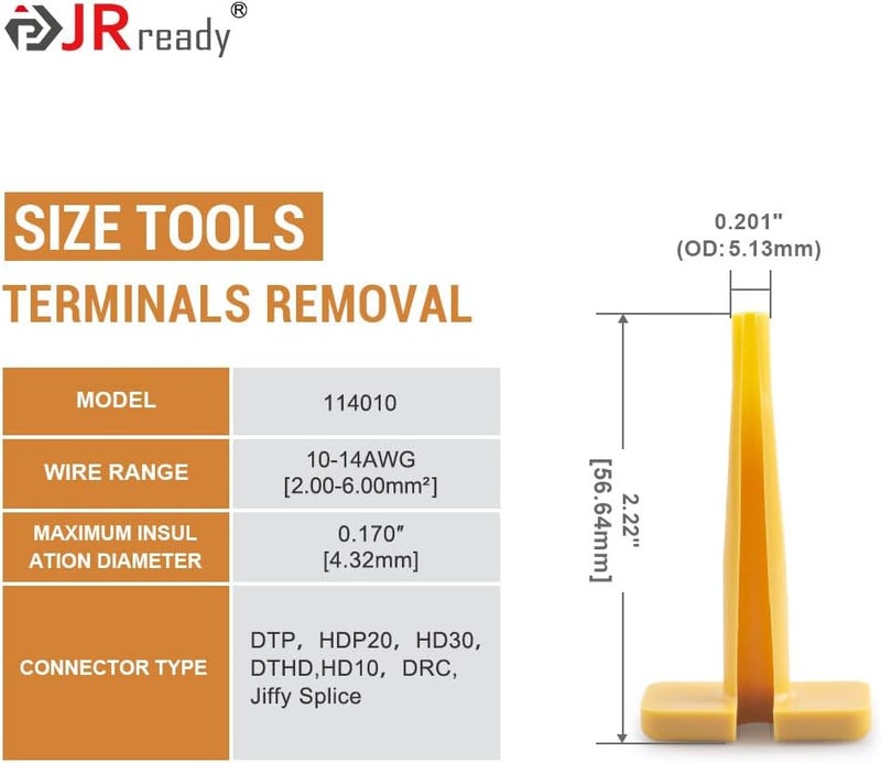 JRready ST5268-02 Deutsch Pin Removal Tool Kit,Size 12 Solid/Stamped Contacts 10-14AWG Pin Extractor Tool Set, 114010 Suitable for Deutsch DTP/DTHD/HDP20/HD30/DTHD Connector 2PCS - Image 5